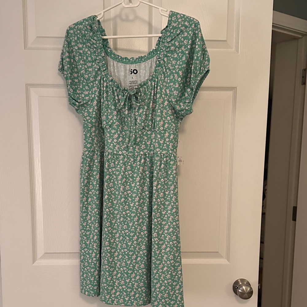 SO Green Floral Casual Dress